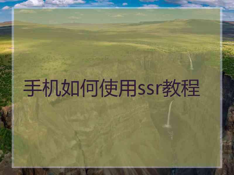 手机如何使用ssr教程