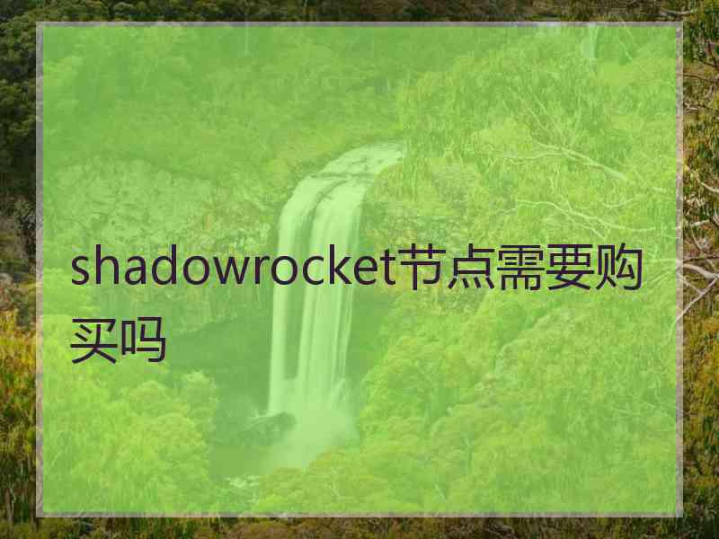 shadowrocket节点需要购买吗