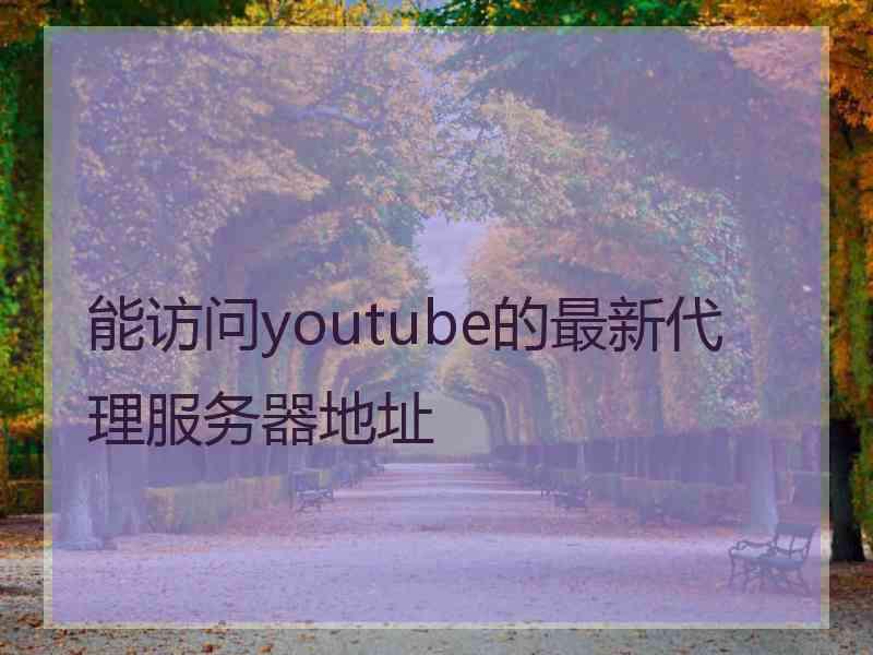 能访问youtube的最新代理服务器地址