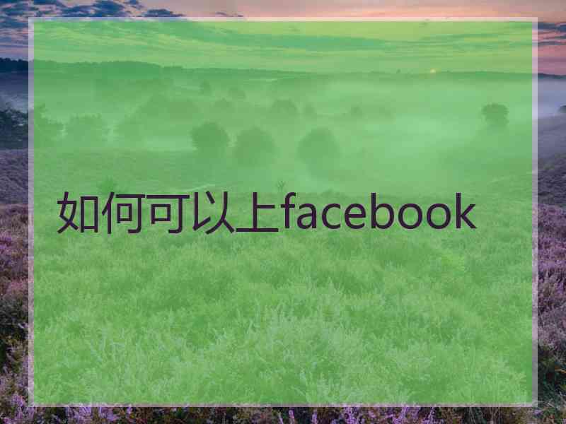 如何可以上facebook