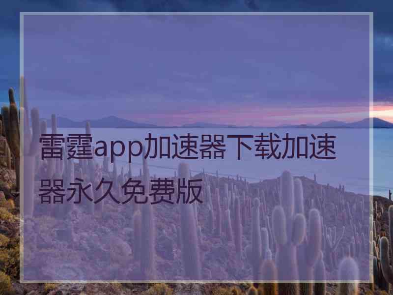 雷霆app加速器下载加速器永久免费版